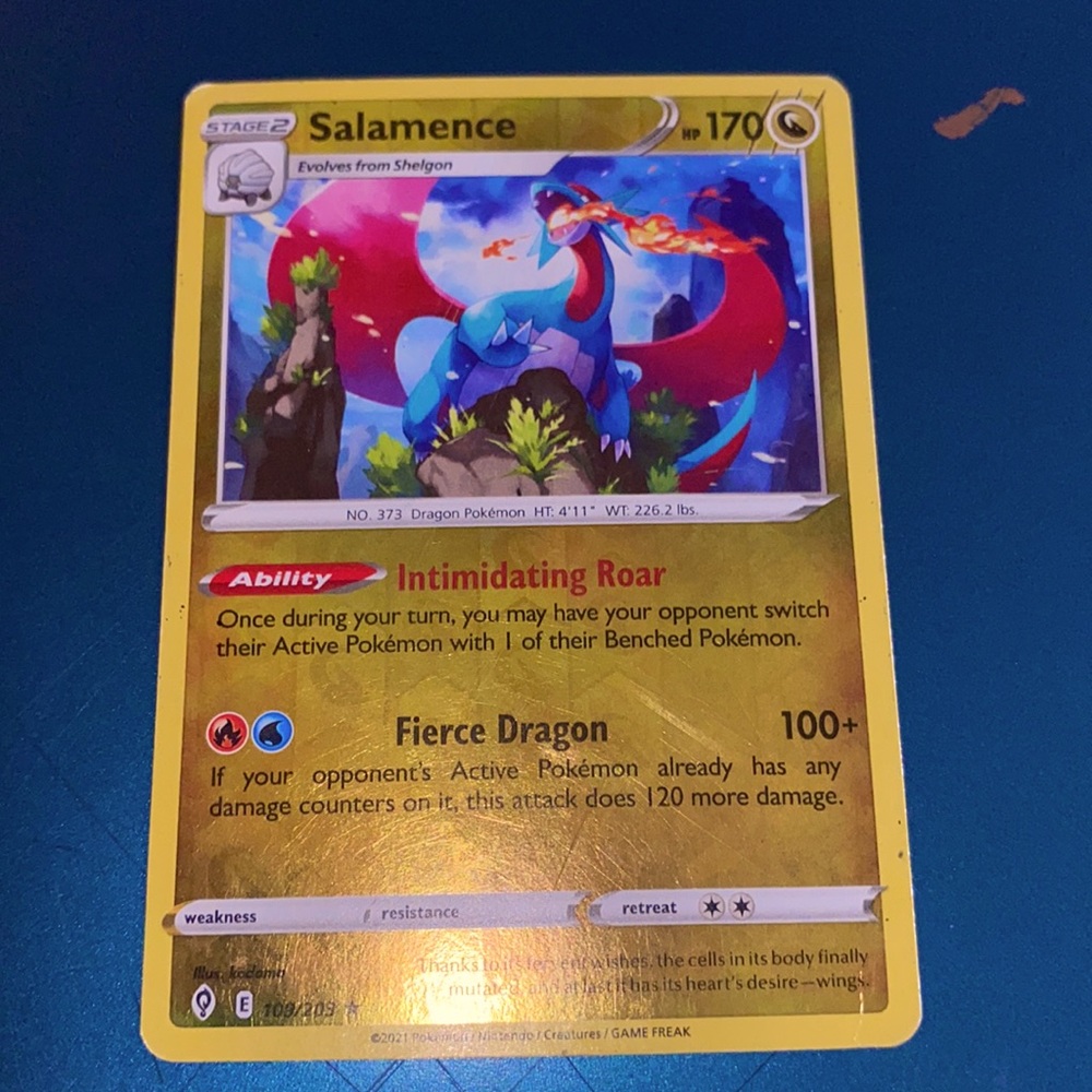 This Pokémon is a limited edition stage 2 Salamance card with an hp of 170